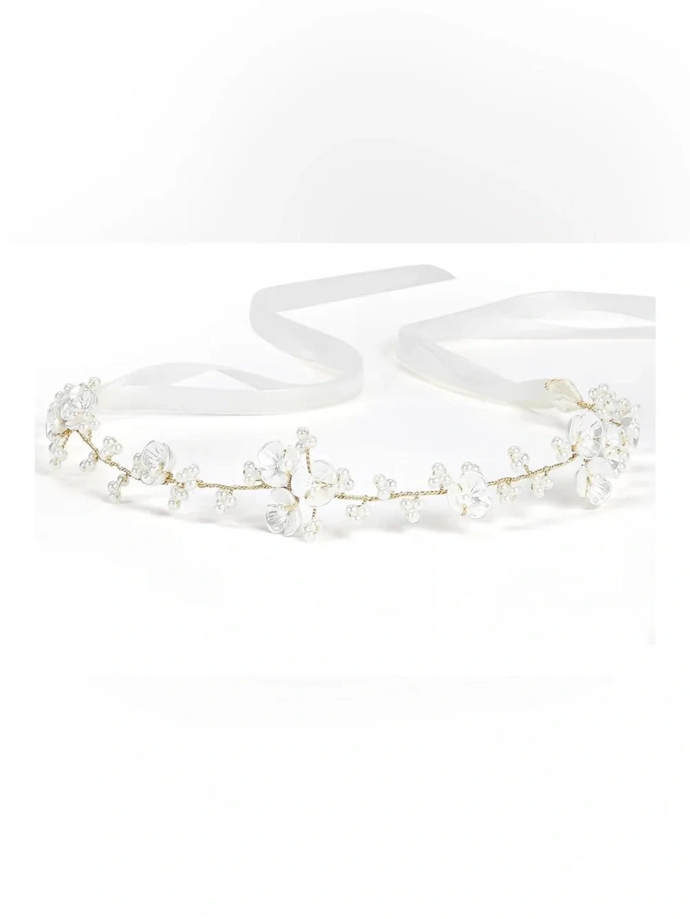 White Pearl Floral Headpiece for Women and Girls